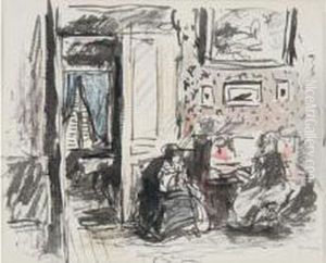  Femme Au Piano, Interieur  by Albert Andre