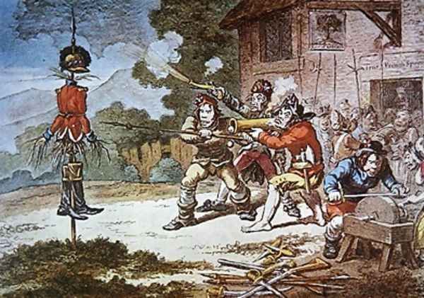 Society of United Irishmen in training against the British Army - view 1