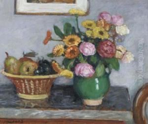 Corbeille De Fruits, Vase De Fleurs by Albert Andre