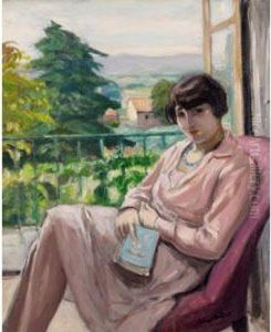 Jeune Fille Assise A La Fenetre Devant Le Jardin Jeune Fille Assise A La Fenetre Devant Le Jardin