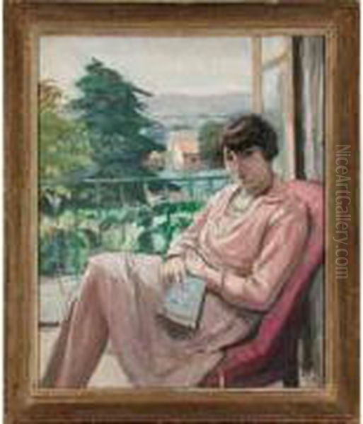 "jeune Fille En Rose Assise Devant La Fenetre". - view 1