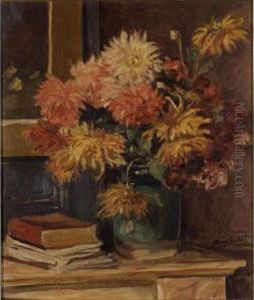 Vase De Dahlias by Albert Andre