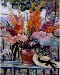 Nature Morte Aux Glaieuls Et Chapeau De Paille by Albert Andre