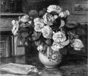 Bouquet De Roses Dans Un Vase by Albert Andre