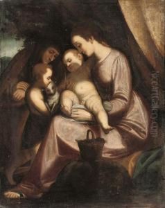 The Madonna And Child With The Infant Saint John The Baptist Andsaint Anne by Andrea Del Sarto