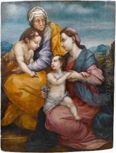 The Madonna And Child With Saint Anne And The Infant Saint John The Baptist by Andrea Del Sarto