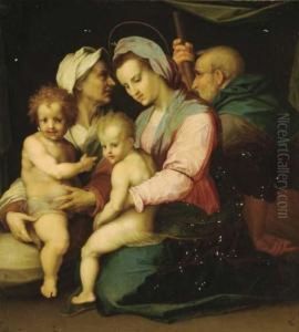 The Holy Family With Elizabeth And Infant Saint John by Andrea Del Sarto