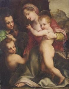 The Madonna And Child With The Infant Saint John The Baptist And Angels by Andrea Del Sarto