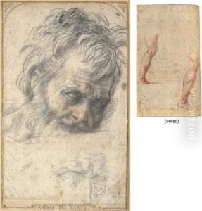 Head Of Saint Joseph Looking Down, With A Subsidiary Study Of Hisfeatures Head Of Saint Joseph Looking Down, With A Subsidiary Study Of Hisfeatures