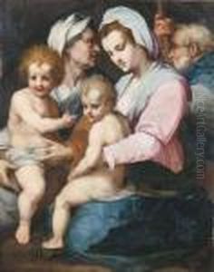 The Holy Family With Saint Elizabeth And The Infant Saint John Thebaptist by Andrea Del Sarto
