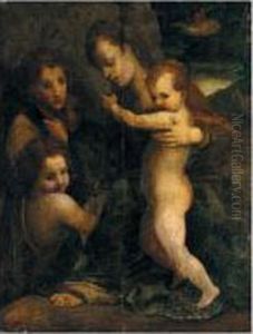 The Madonna And Child, With The Infant Saint John And Two Angels by Andrea Del Sarto