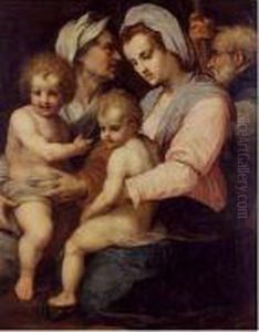 The Holy Family With Saint Elisabeth And The Infant Saint John The Baptist by Andrea Del Sarto