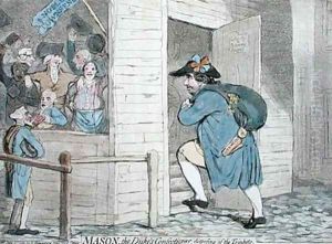 Mason the Dukes Confectioner disposing of the Trinkets by James Gillray