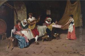 Cavaliers And Maidens In A Tavern Dancing by Federico Andreotti