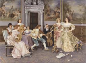 Placa De Porcelana Com Cena De Concerto