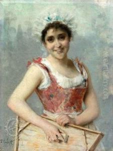 A Younglaundress With A Washboard