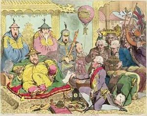 Reception of the Diplomatique and his Suite at the Court of Pekin by James Gillray