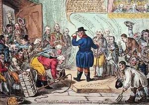 An Old English Gentleman Pesterd by Servants Wanting Places by James Gillray