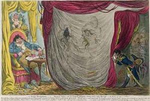 Ci devant Occupations or Madame Talian and the Empress Josephine Dancing Naked before Barrass in the Winter of 1797 by James Gillray