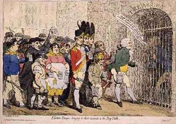 Election Troops bringing in their accounts to the Pay Table - view 1
