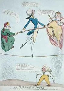 The Balance of Power or The Posterity of the Immortal Chatham turned Posture Master by James Gillray