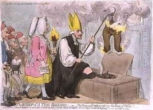 The Bishop of a Tuns Breeches or The Flaming Eveque purifying the House of Office by James Gillray