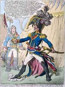 Buonaparte hearing of Nelsons Victory swears by his Sword to Extirpate the English from off the Earth