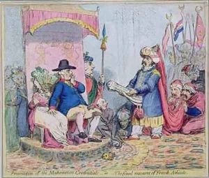 Presentation of Mahometan Credentials or The Final Resource of the French Atheist by James Gillray