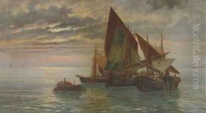 Boats at Sunset by Pietro Gabrini