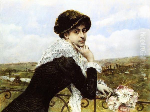 Woman on a Balcony - view 1
