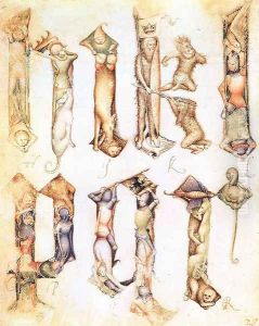 Gothic letters from a model book 1390