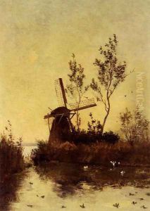 A Windmill At Dusk by Paul Joseph Constantine Gabriel