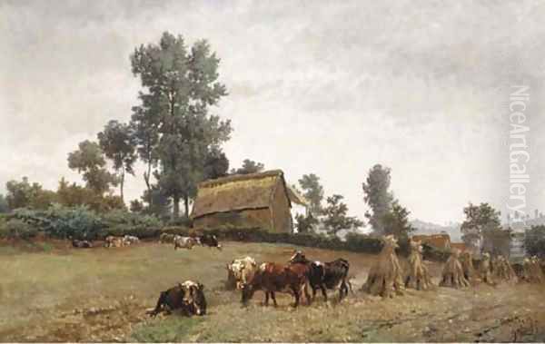 Cows in a summer meadow - view 1