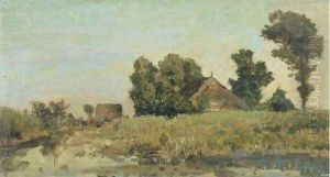 Zomermorgen a polder landscape near Kortenhoef in summer