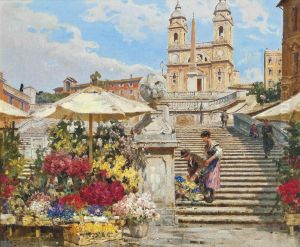 The Spanish Steps by Filippo Anivitti