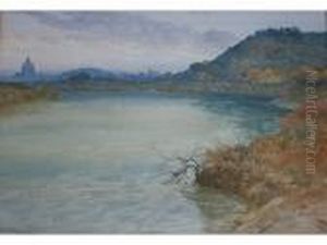 View On The Tiber Near Rome by Filippo Anivitti