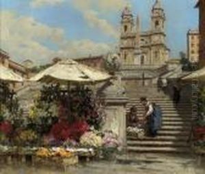 Flower Sellers On The Spanish Steps, Rome