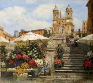 Roma, La Scalinata Di Trinita Dei Monti In Piazza Di Spagna