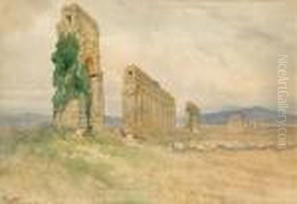 Veduta Della Campagna Romana Con Acquedotto E Gregge Di Pecore - view 1