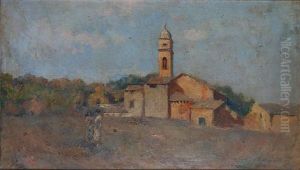 Ciesa Di Campagna Con Figure by Filippo Anivitti