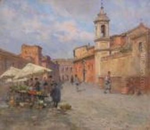 La Piazza Del Paese by Filippo Anivitti