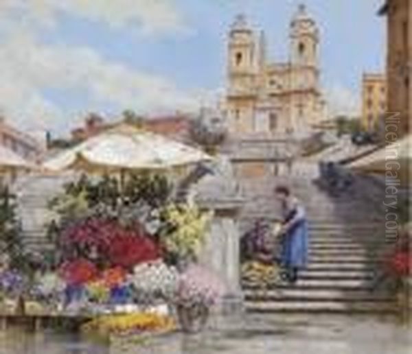 A Flower Seller On The Spanish Steps - view 1