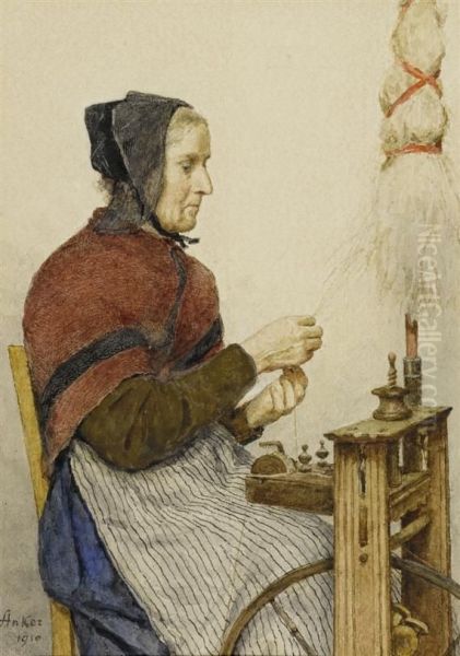 Peasant Woman At A Spinning Wheel - view 1