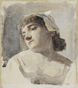 Portrait Of A Young Woman by Albert Anker