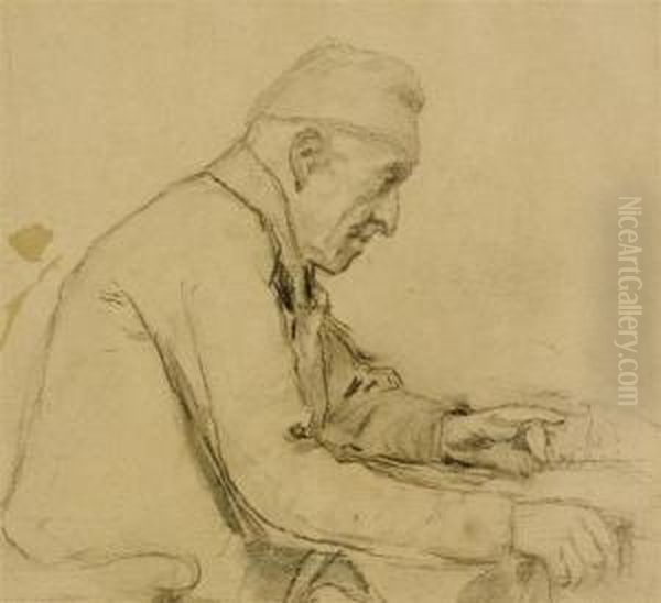 Profile Of An Old Man Seated - view 1