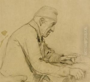 Profile Of An Old Man Seated by Albert Anker