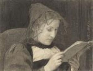 Lesende Junge Frau In Tracht by Albert Anker