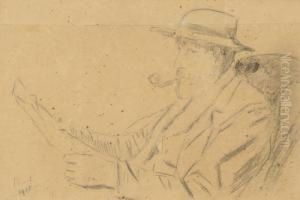 Bauer Beim Lesen Der Zeitung by Albert Anker