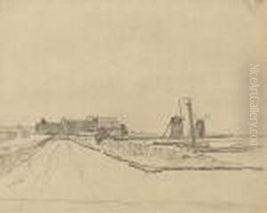 Landschaft Mit Windmuhlen by Albert Anker