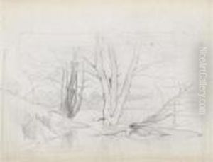 Lot Of Four Pencil Studies. by Albert Anker